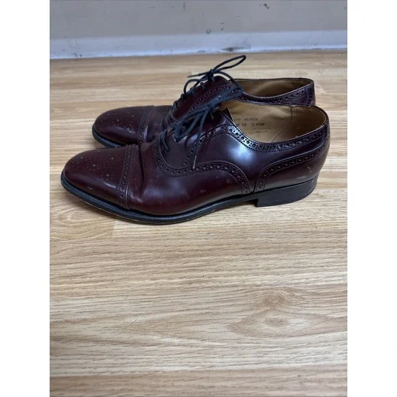 Alfred Sargent Made In England "Monroe" Burgundy Captoe Oxfords Shoes Men's 10D - Picture 1 of 7